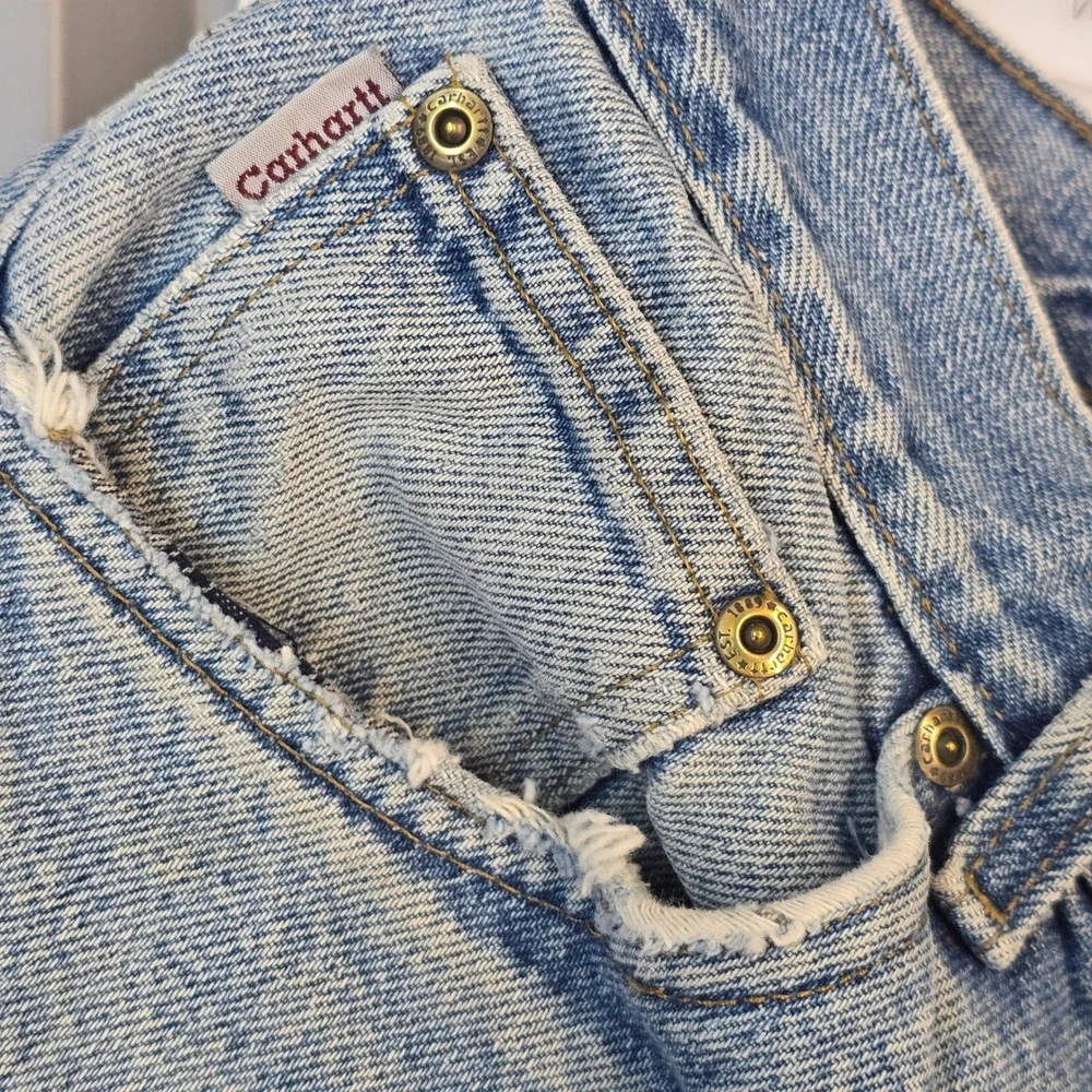 Carhartt B172 DST Relaxed Fit Flannel Lined Jeans Mens‎ 38x32 Light Wash Denim